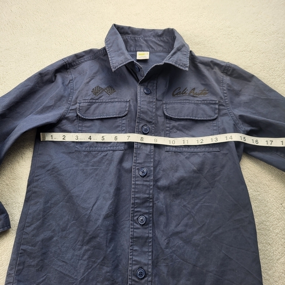 Crazy 8 Boy's Blue Cali Auto Service Button Down Shirt Size Small (5-6) - Picture 6 of 8